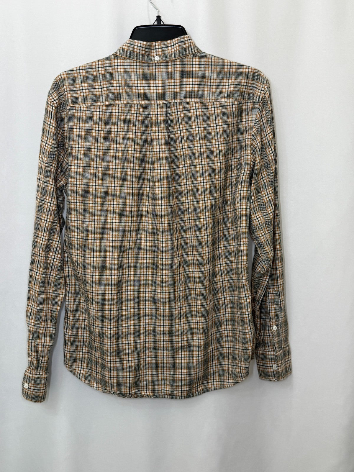 Billy Reid Men Small S Plaid Button Down Shirt Long Sleeve Cotton Brown Turkey