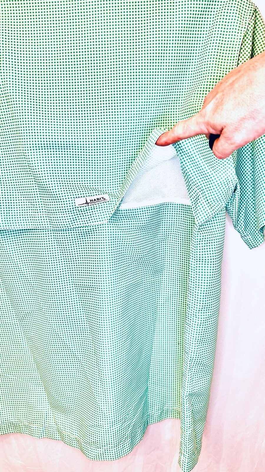 Habit Shirt Mens Medium 40+ Solar Factor Outdoor Fishing Button Gingham Plaid