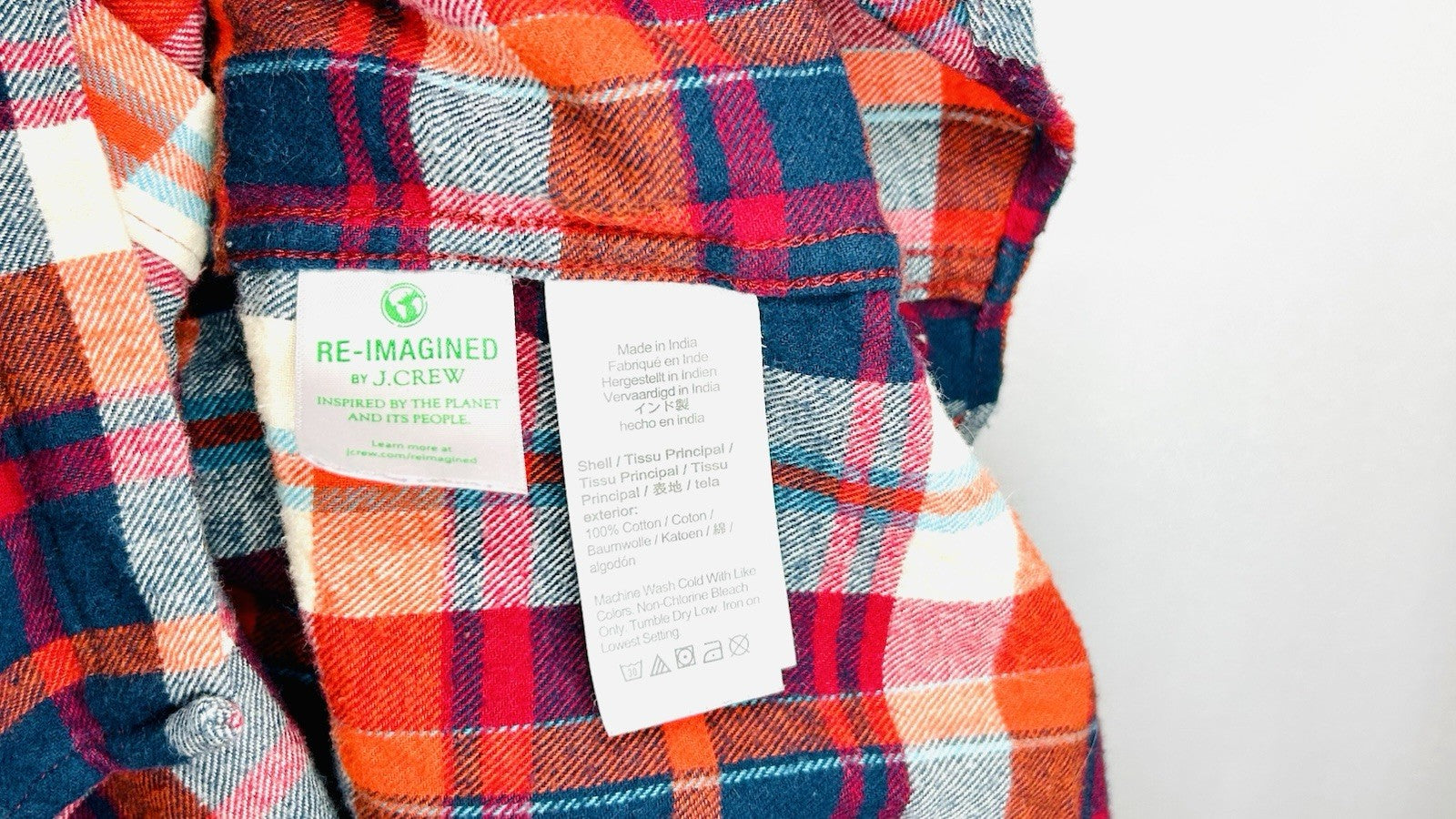 J CREW Flannel Button Up Shirt Slim Fit Long Sleeve Plaid Size Large