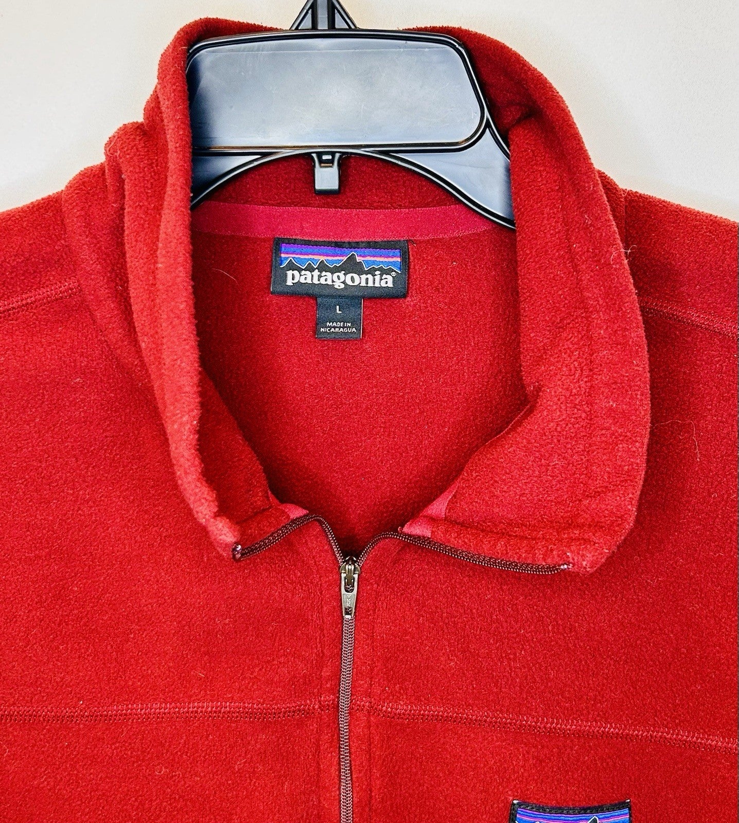 Patagonia Sweater Mens Large Red Quarter Zip Pullover Knit Fleece Outdoors