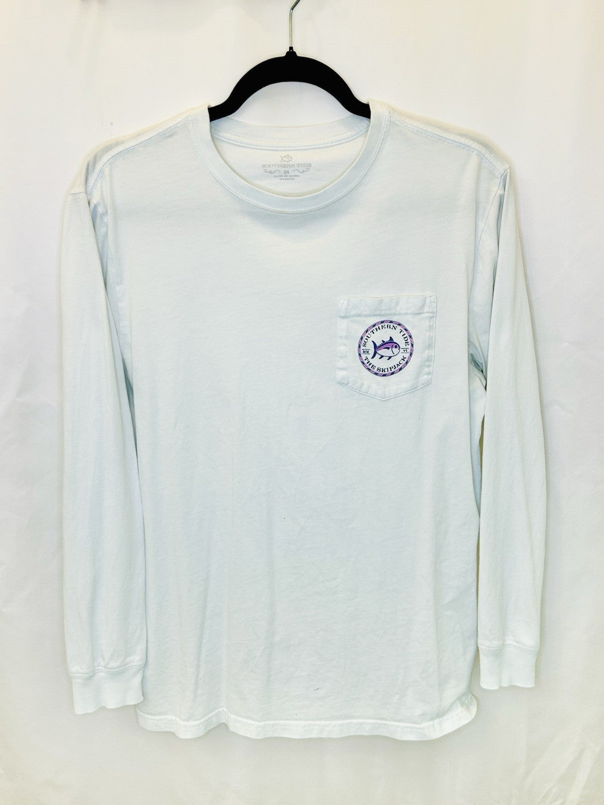 SOUTHERN TIDE L/S ORIGINAL MEDALLION SKIPJACK TEE - WHITE- WOMEN’S MEDIUM