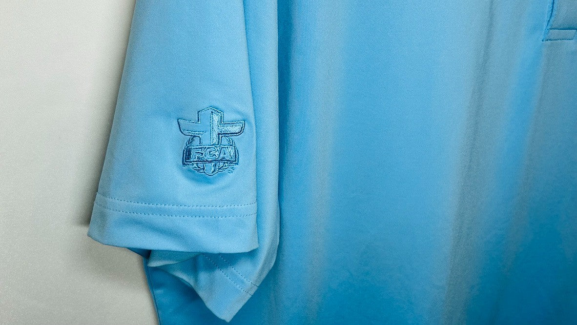 Peter Millar Summer Comfort Polo Shirt Mens Large Blue Golf Embroidered Wicking