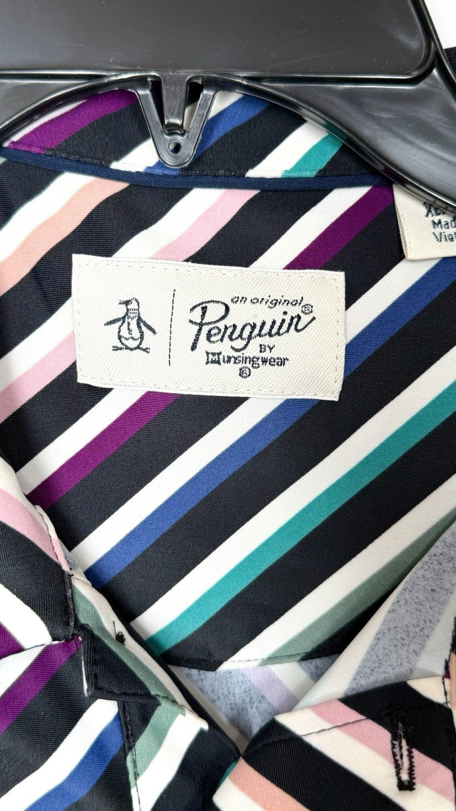 PENGUIN Men's Polo Shirt XL by Munsingwear Performance Stretch Golf Multi Strip