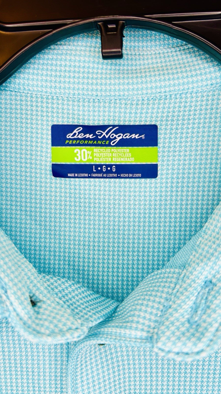 Men's Ben Hogan Performance Blue Short Sleeve Polo Golf Shirt Size L Large