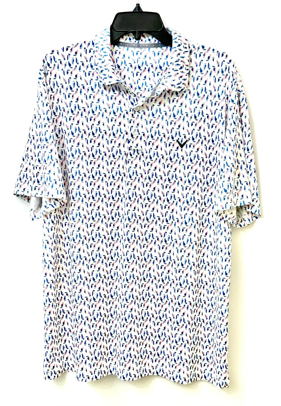Callaway Men's Large Toucan Bird Print Performance Short Sleeve Golf Polo Shirt