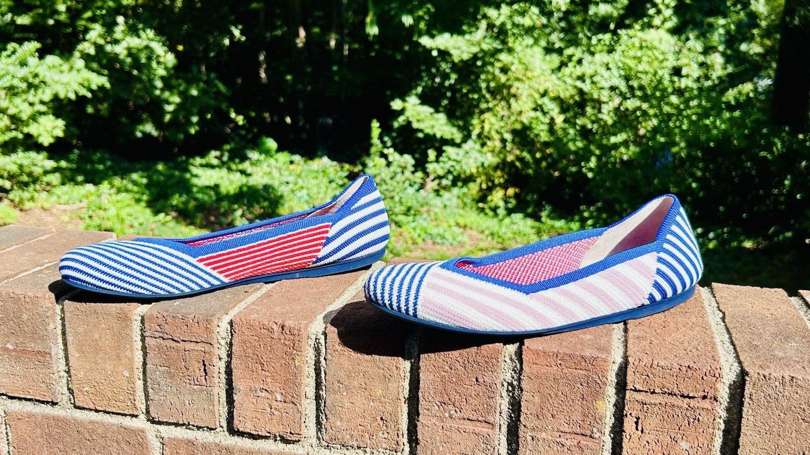 NWOT ROTHYS Pink Mixed Stripe Flat Rare Retired Size US 9