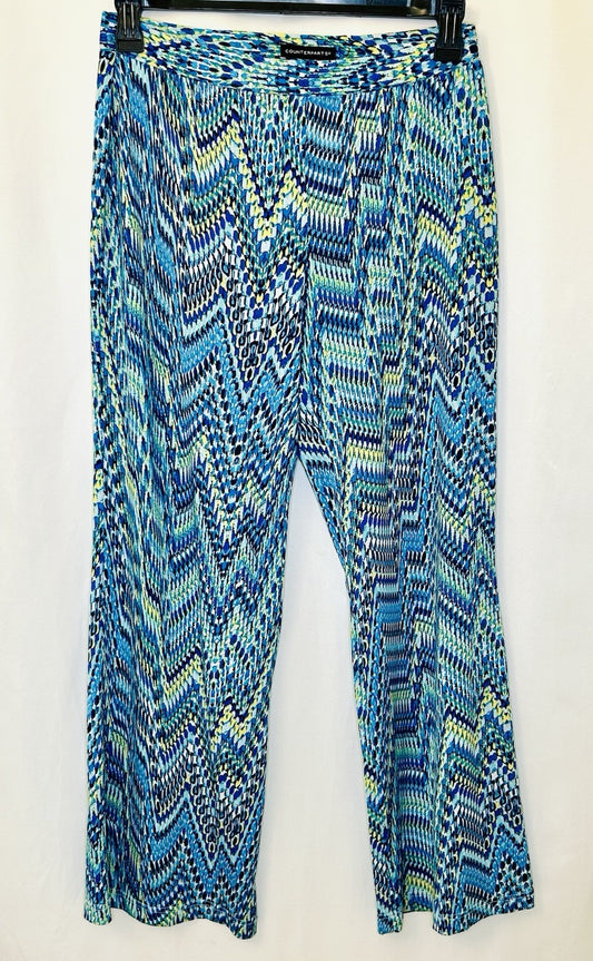 Counterparts Stretchy Pants Blue Size M Geo Design Pull On Casual Work Wide Leg