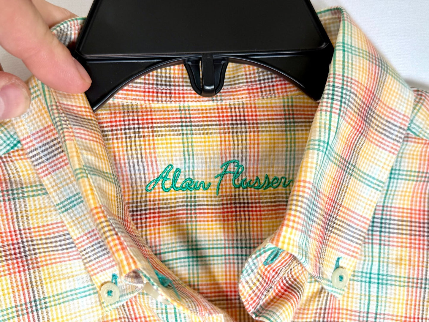 Alan Flusser Mens Long Sleeve Plaid Button Up Shirt Size S 100% Cotton