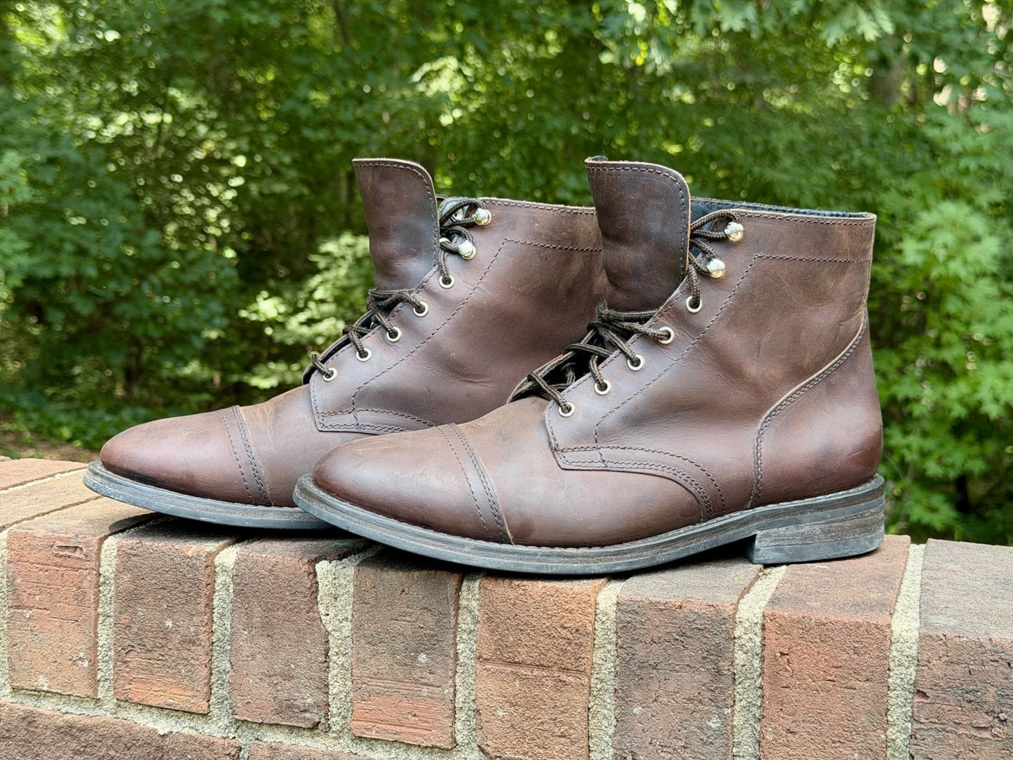 Thursday Boots Captain Men's Size 11 Wide Brown Leather Cap Toe Lace Up