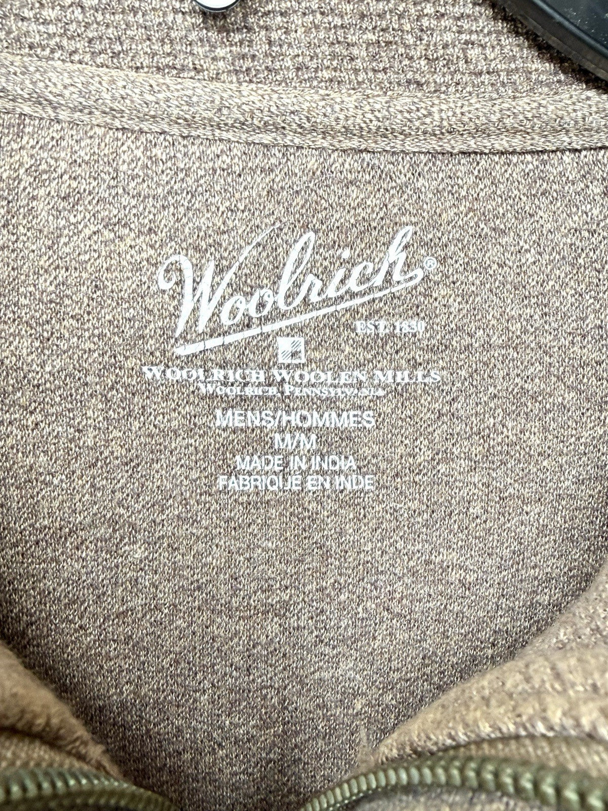 Woolrich Mens Medium Brown Lambswool Blend Quarter Zip Sweater Pullover