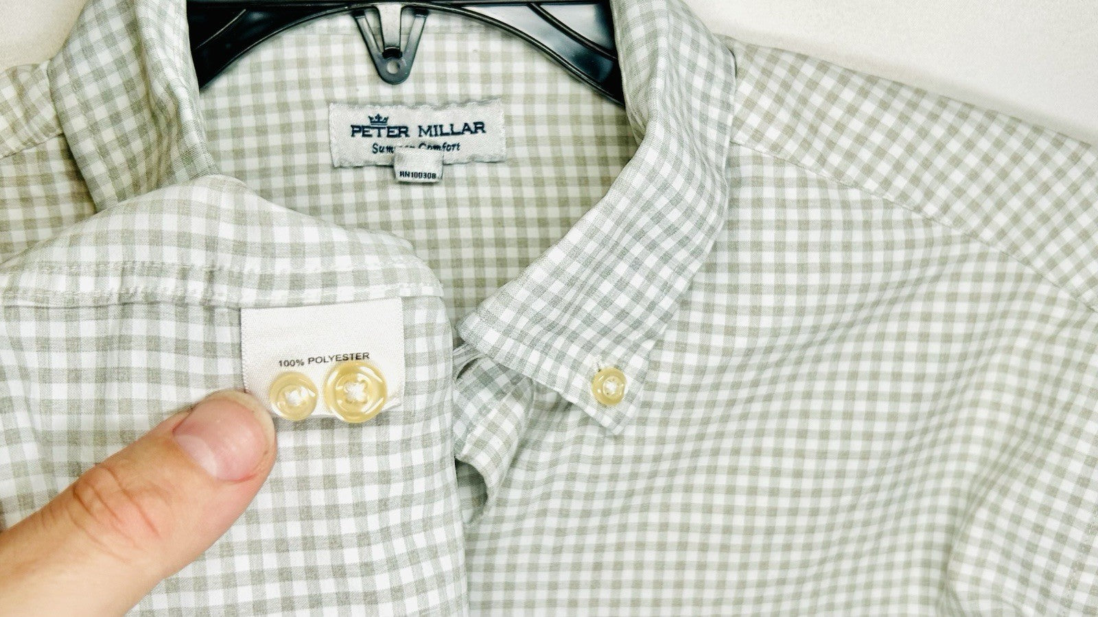 Peter Millar Summer Comfort Shirt Nylon Stretch Medium Blue Plaid