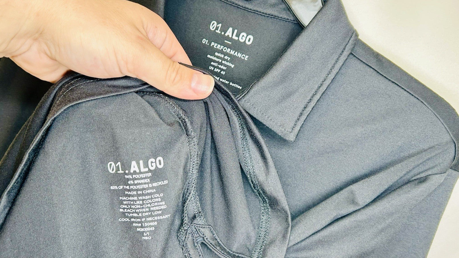 01 Algo Polo Shirt Mens Med Black Golf Rugby Lightweight Stretch Casual Preppy