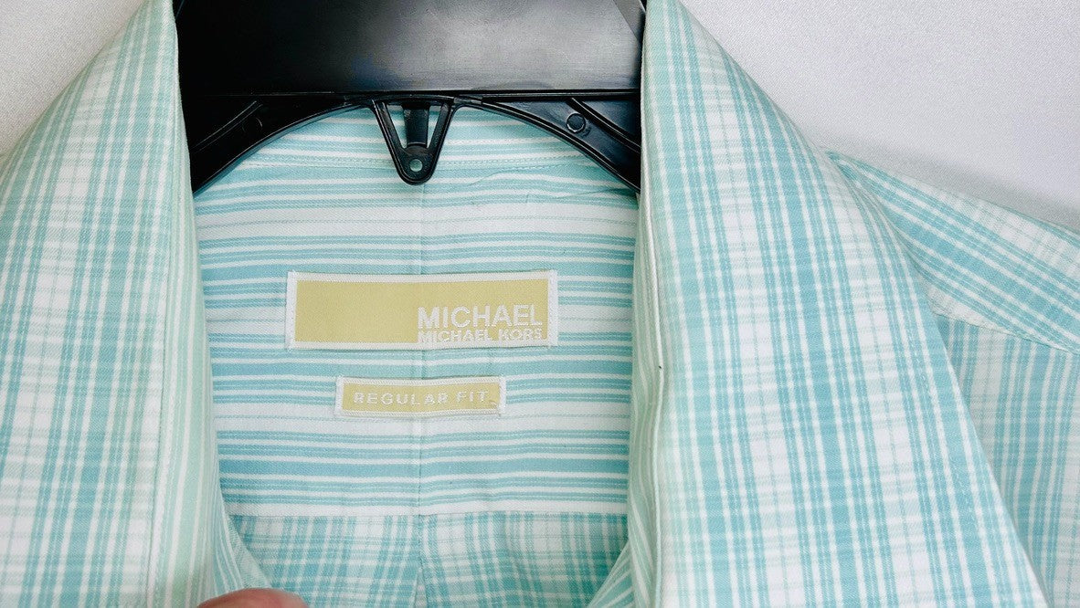 MICHAEL Michael Kors Plaid Button Up Dress Shirt Men's 16.5  32/33 Long Sleeve