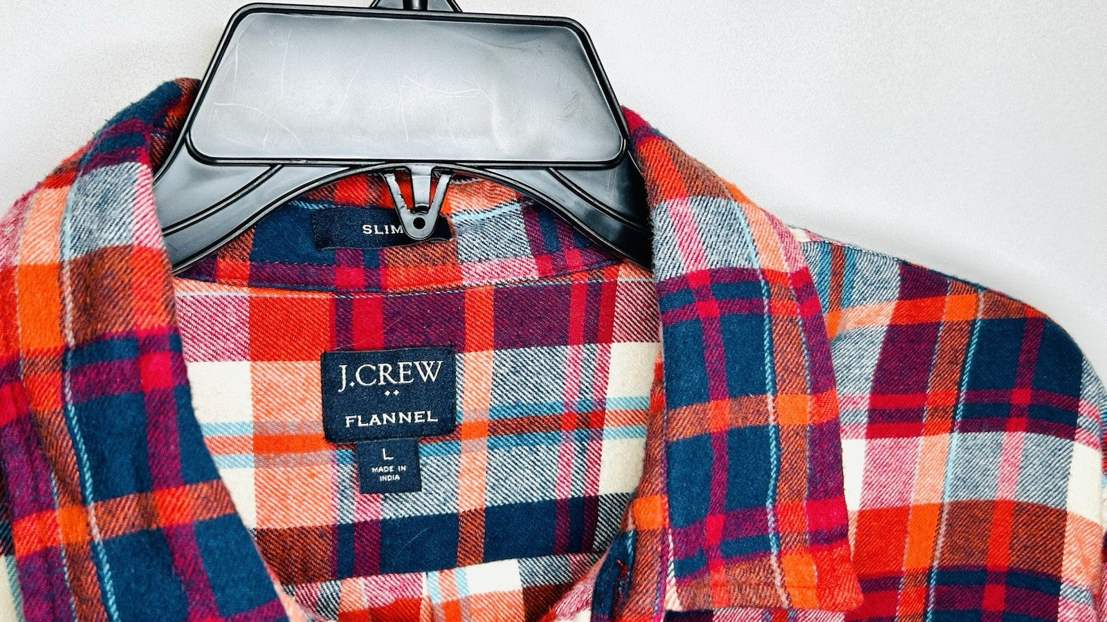 J CREW Flannel Button Up Shirt Slim Fit Long Sleeve Plaid Size Large