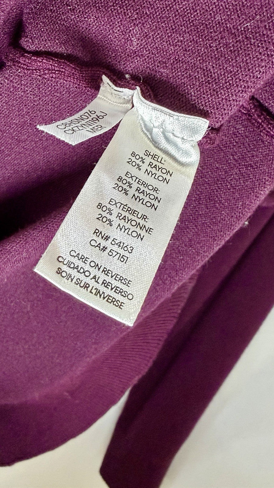 Calvin Klein Womens Plum Knit Pullover Sweater Medium Mock Neck Modern Classic