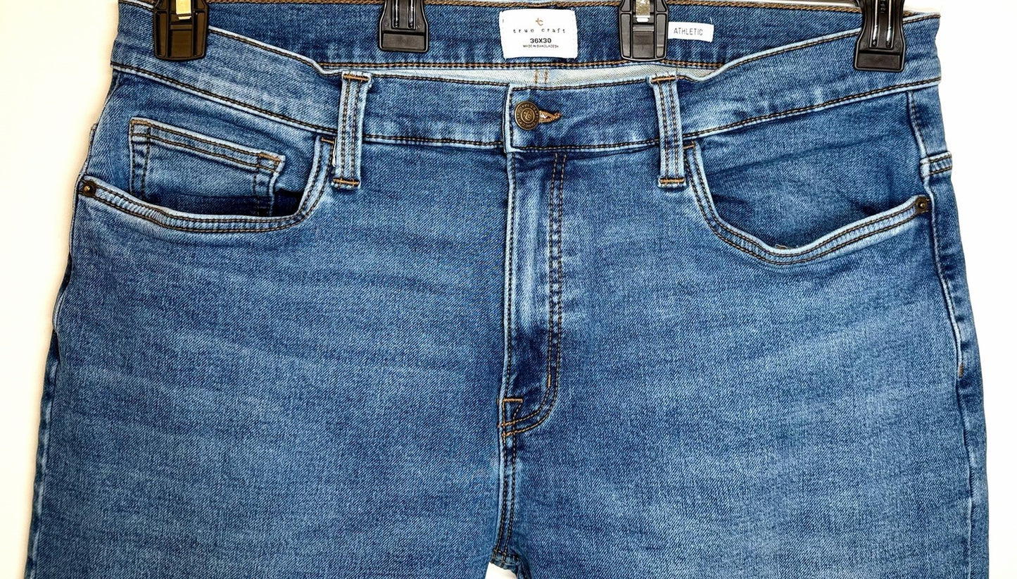 True Craft Athletic Fit Jeans Men’s 36x30 Jeans (Measures 36x26) Medium Wash