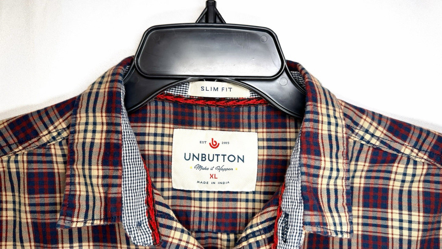 Unbutton Men’s XL Slim Fit Plaid Button Up Shirt