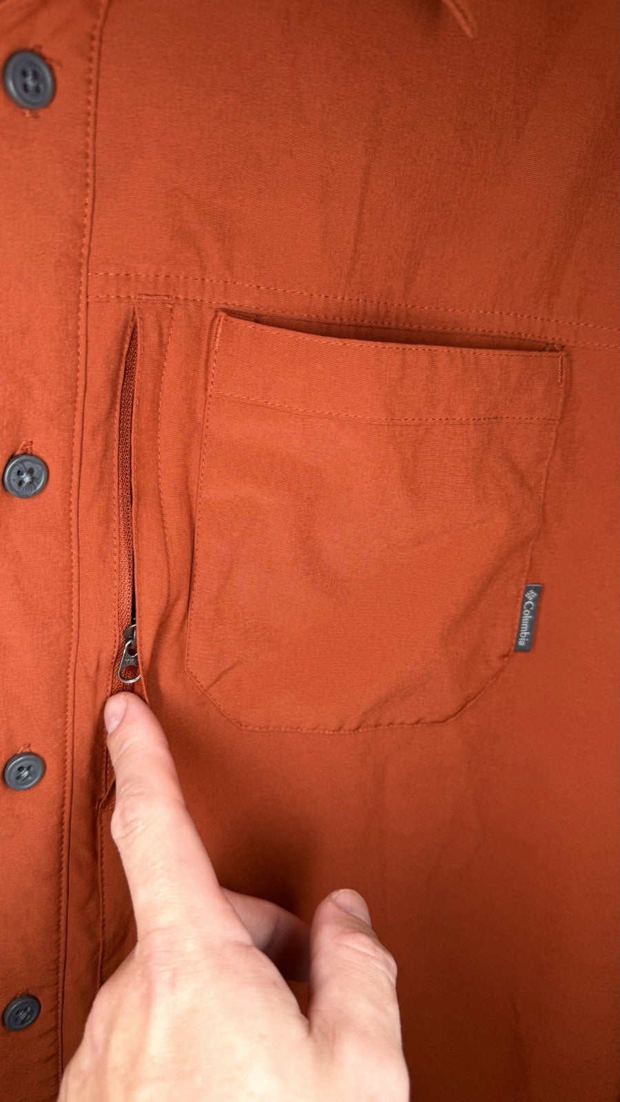 Columbia Shirt Men Large Red/Orange Button-Up Omni-Wick Advanced Evaporation