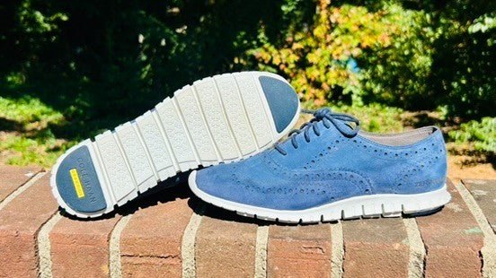 Cole Haan Zerogrand Wingtip Oxfords Blue Suede Women's Shoes Size 7.5 B EUC