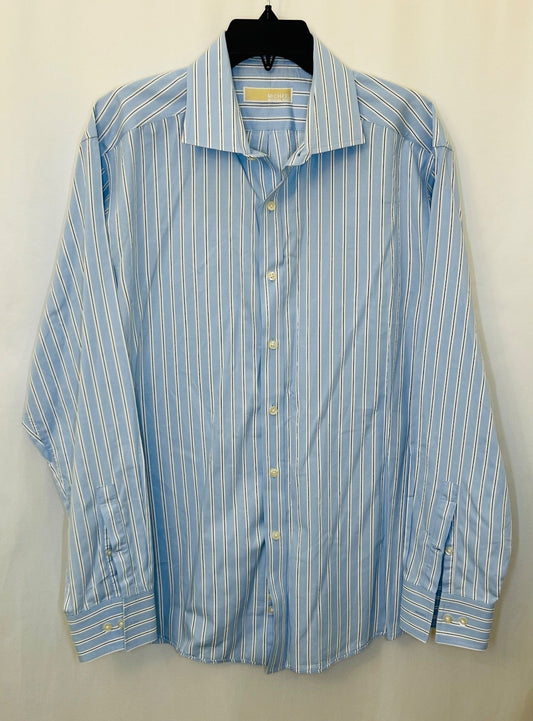 Michael Kors Shirt Mens Dress Shirt Regular Blue White Striped SZ 17 1/2