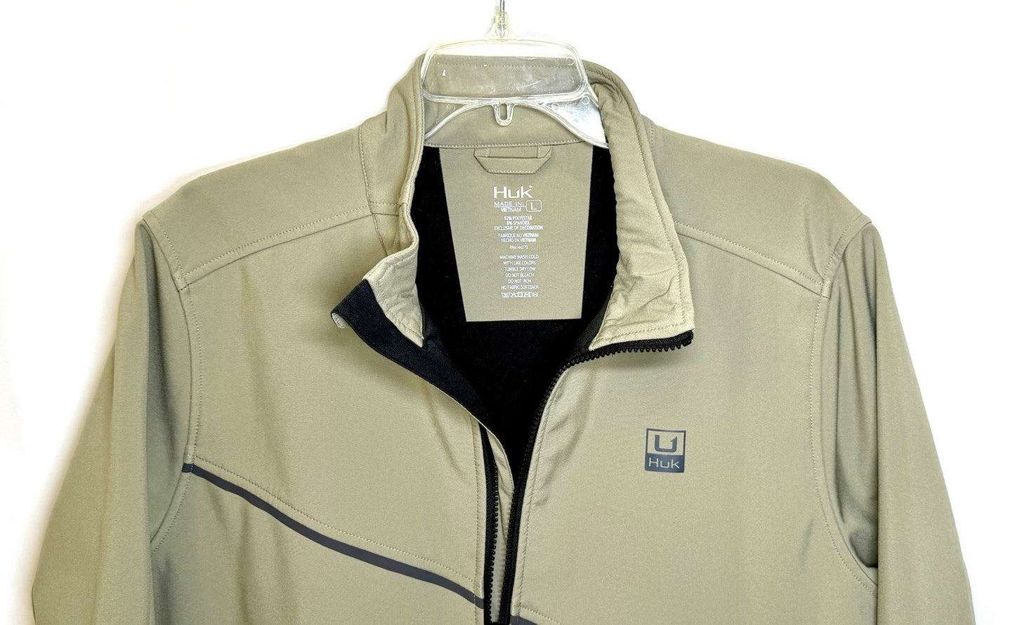 HUK CROSSLAKE WINDBLOCK JACKET / MEN’S SIZE LARGE / OLIVE-BLACK