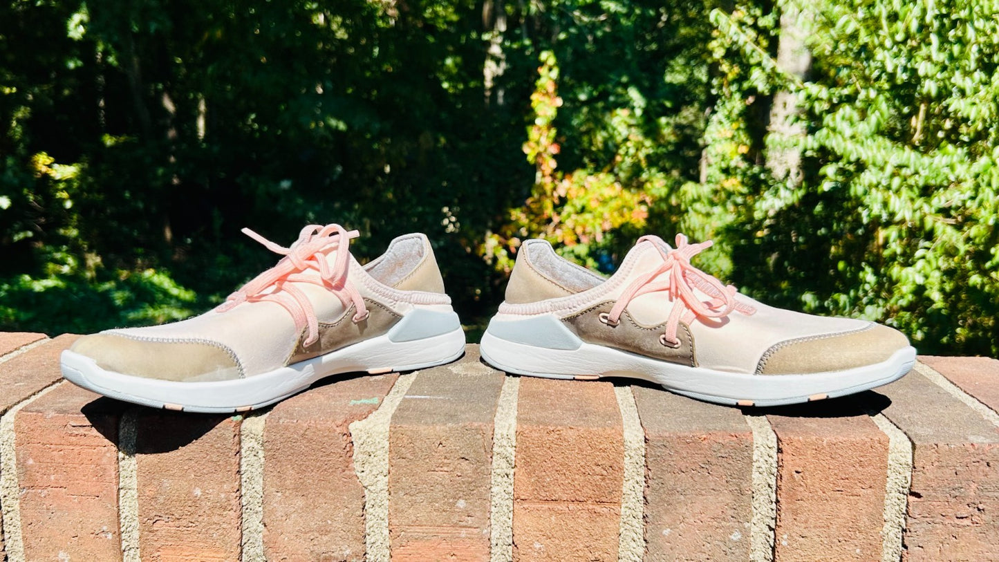 OLUKAI Pearl Blush/Pale Grey Miki Li Slip On Shoes Sneakers | Women's Size 7