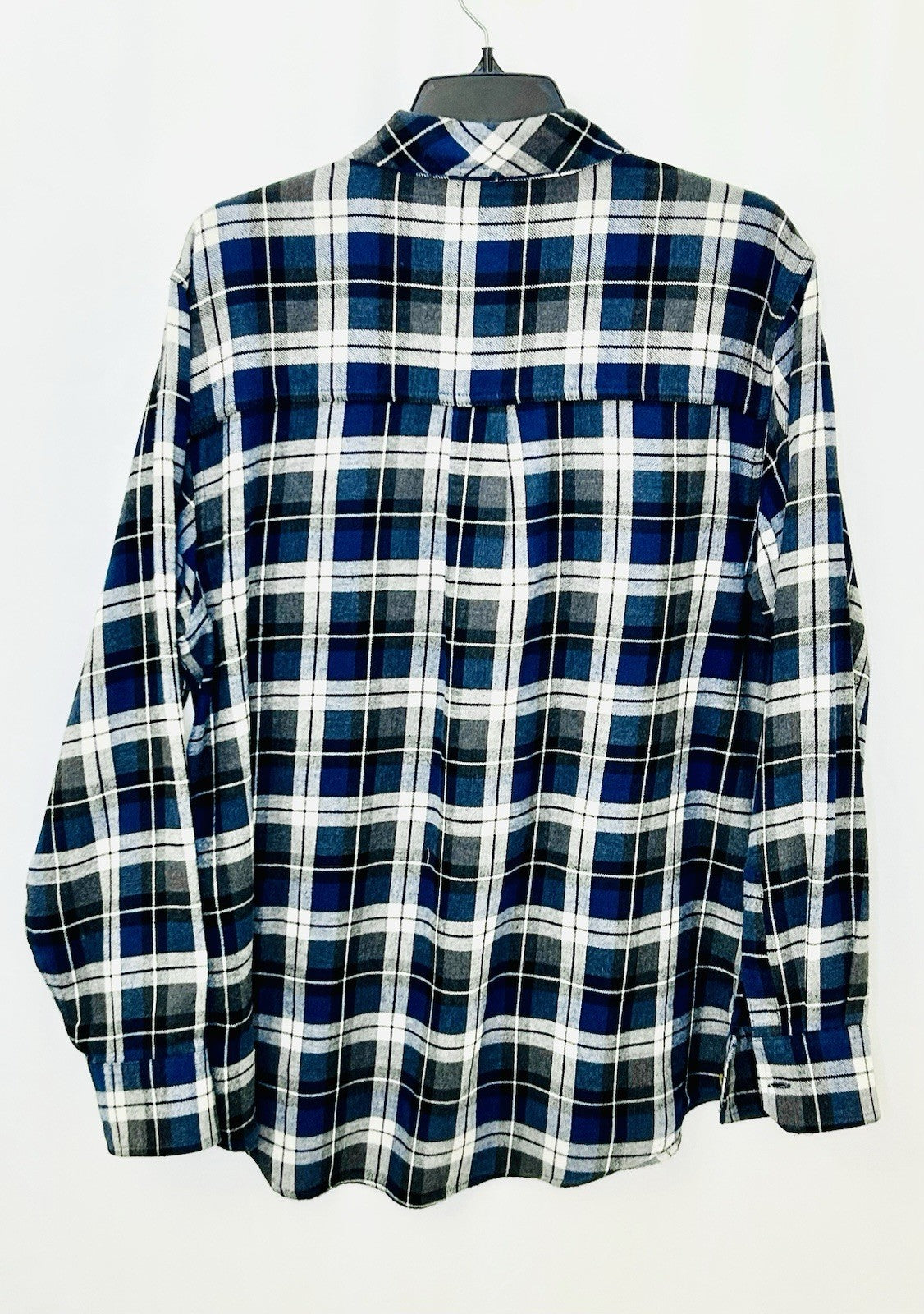 Field & Stream Flannel Shirt Mens Large Blue Plaid Button Up Casual Long Sleeve