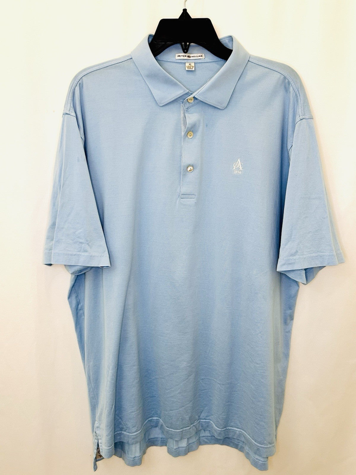 Peter Millar Polo Shirt Men L Blue Golf Logo Summer Comfort Short Sleeve Stretch