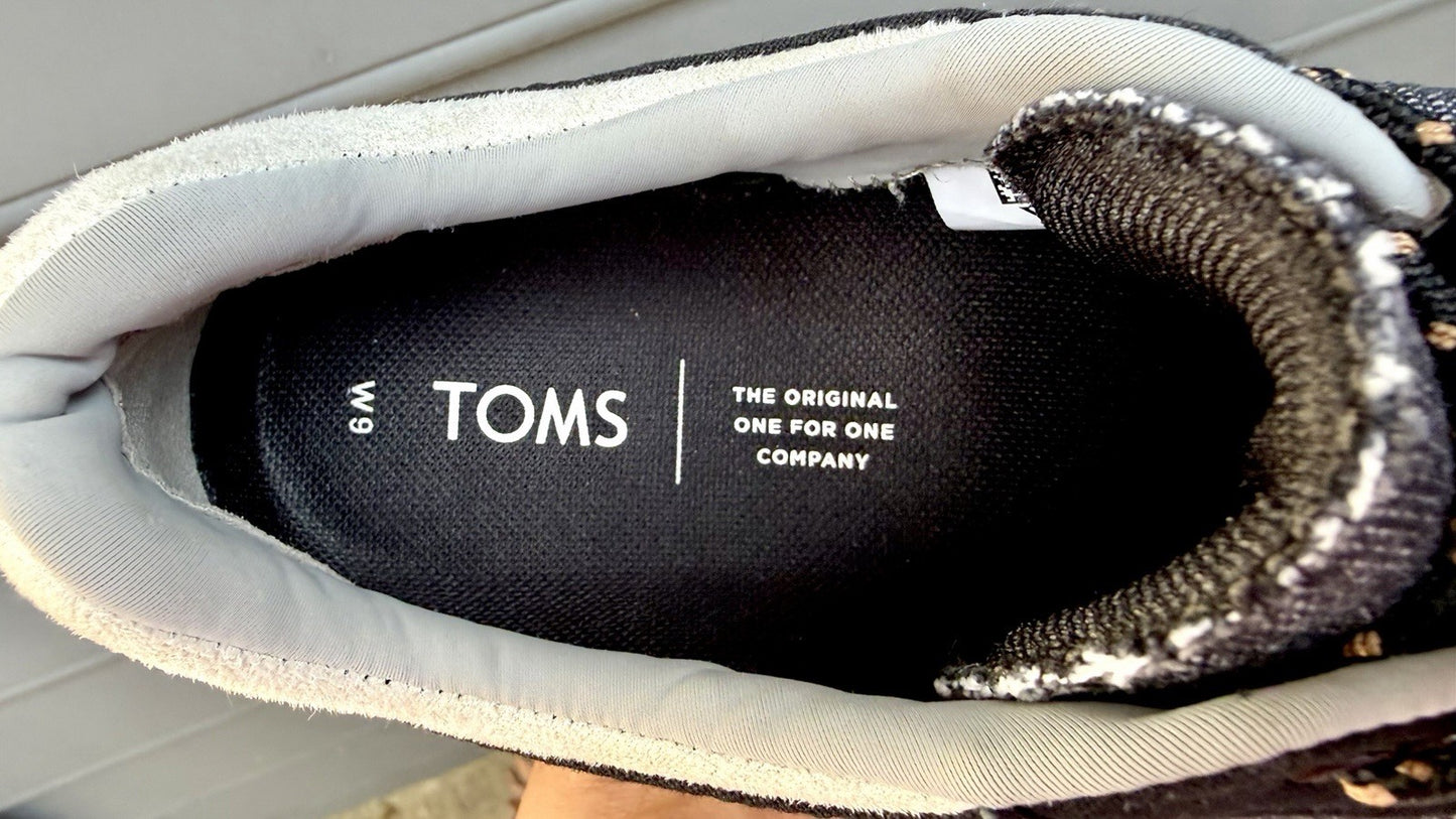 TOMS Heritage Sneakers Women’s 9 Black Canvas Low Top Round Toe Casual Shoes