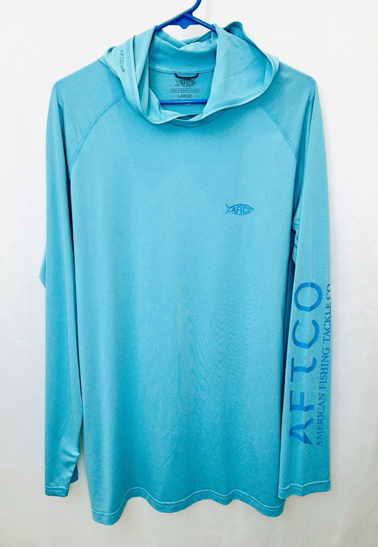 AFTCO SAMURAI HOODED SUN SHIRT - MEN’S SIZE LARGE - MINT