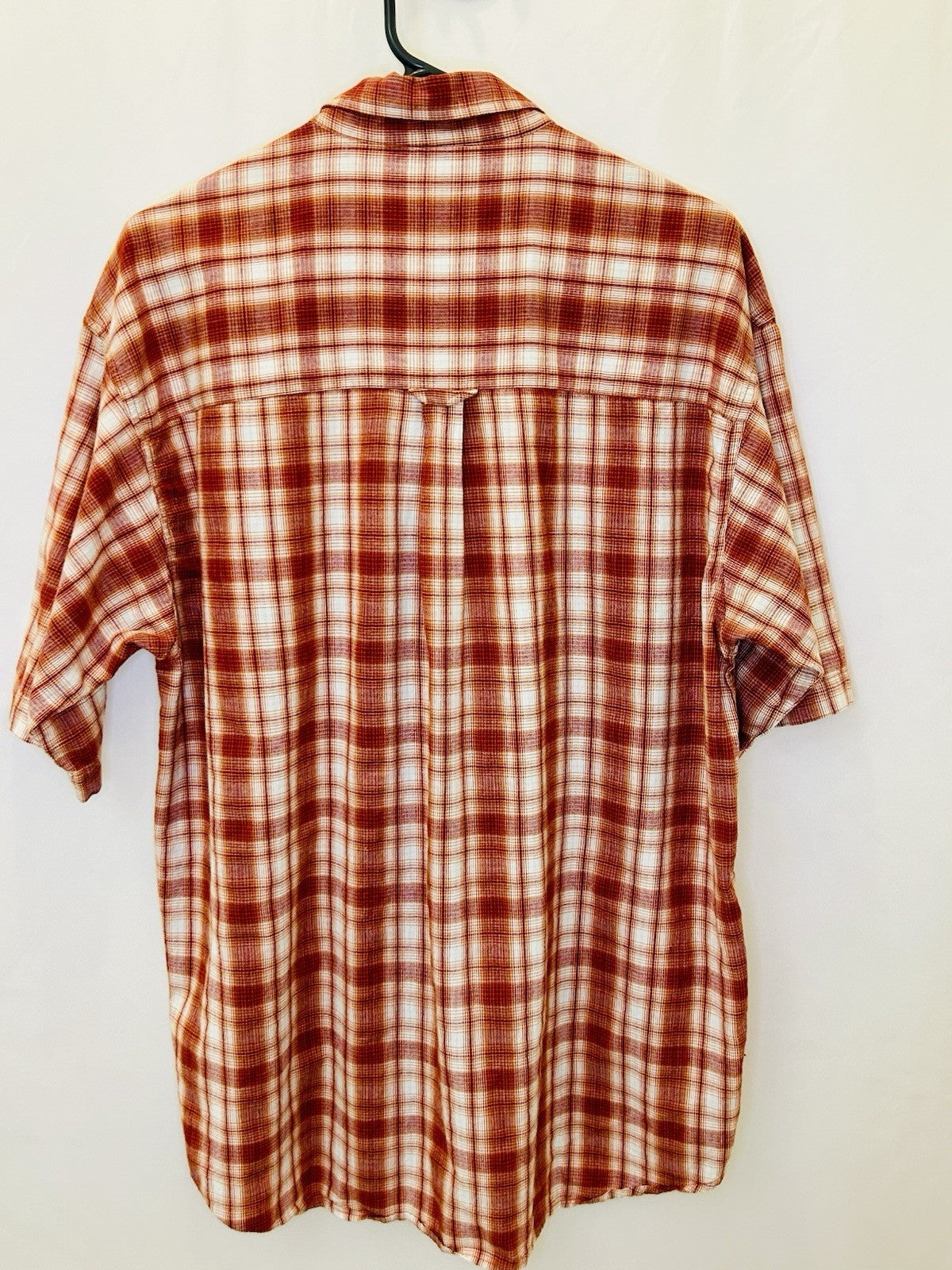 Columbia Plaid Button Up Shirt Short Sleeve Outdoor Casual Red White Large