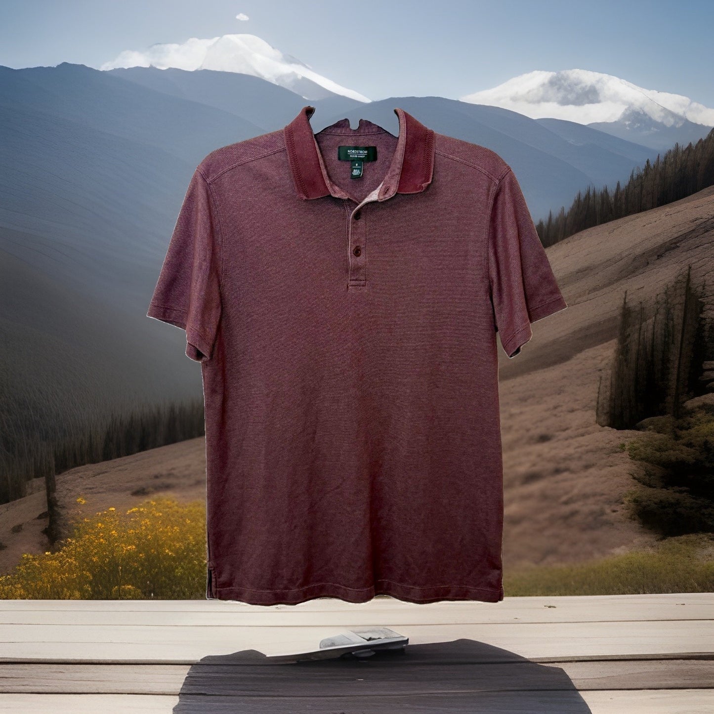 Nordstrom Men's Shop Size Small S Polo Shirt Short Sleeve Burgundy Supima Cotton