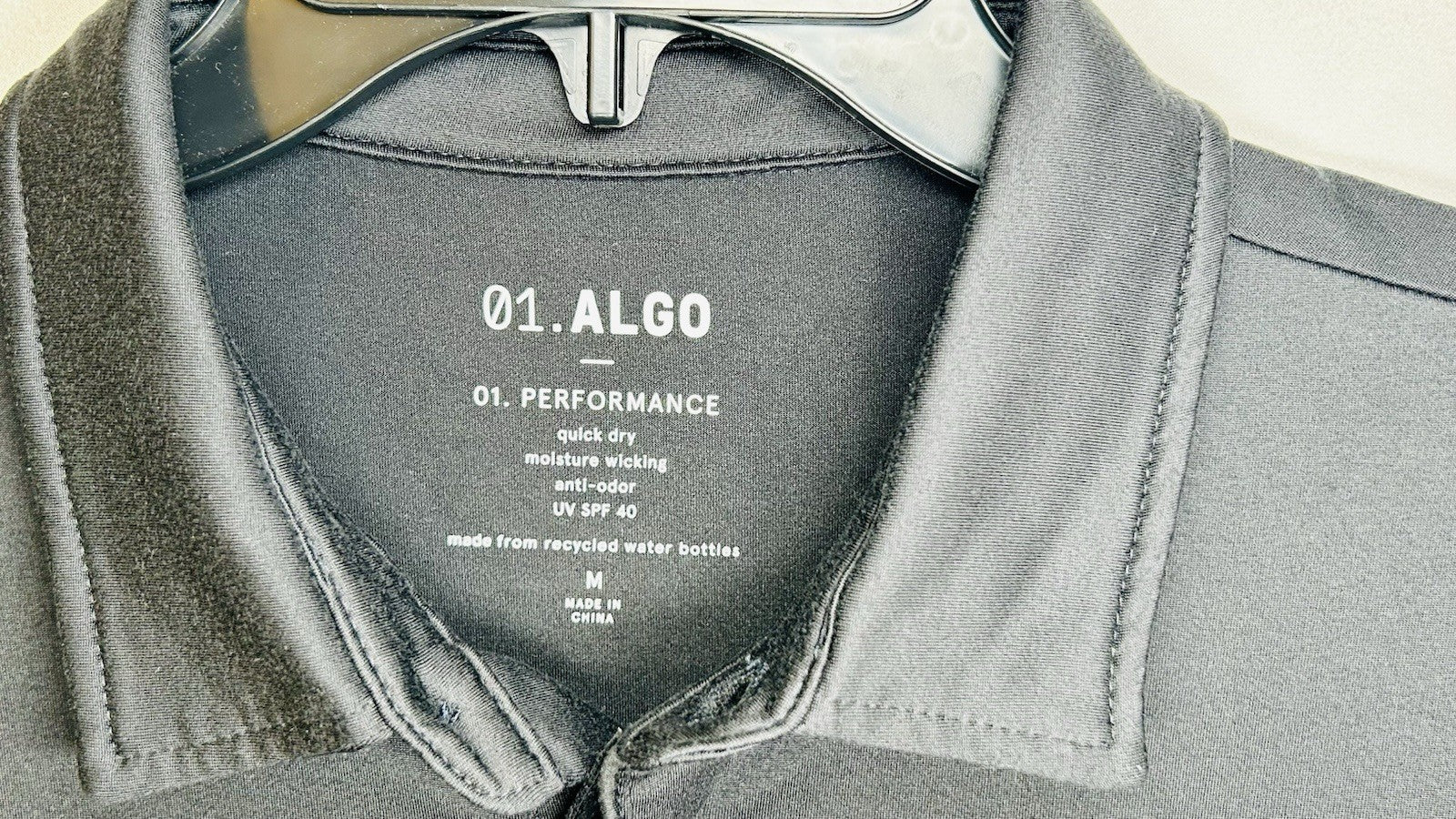 01 Algo Polo Shirt Mens Med Black Golf Rugby Lightweight Stretch Casual Preppy