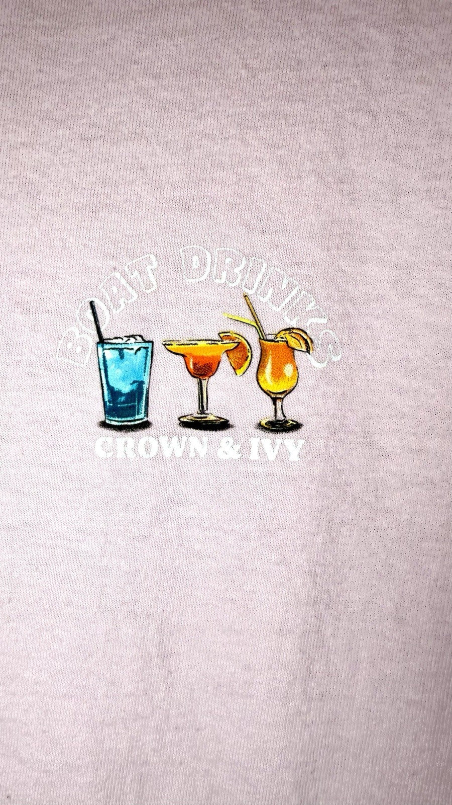 Crown & Ivy Women's Graphic Tee “Boat Drinks” Mauve Color Size Medium