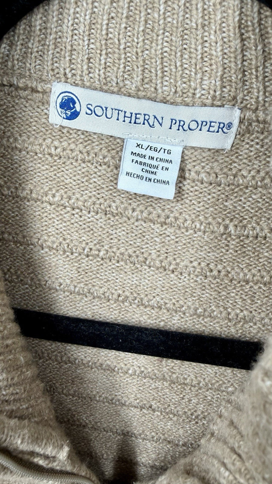 Southern Proper Men's Textured 1/4 Zip Sweater Size XL