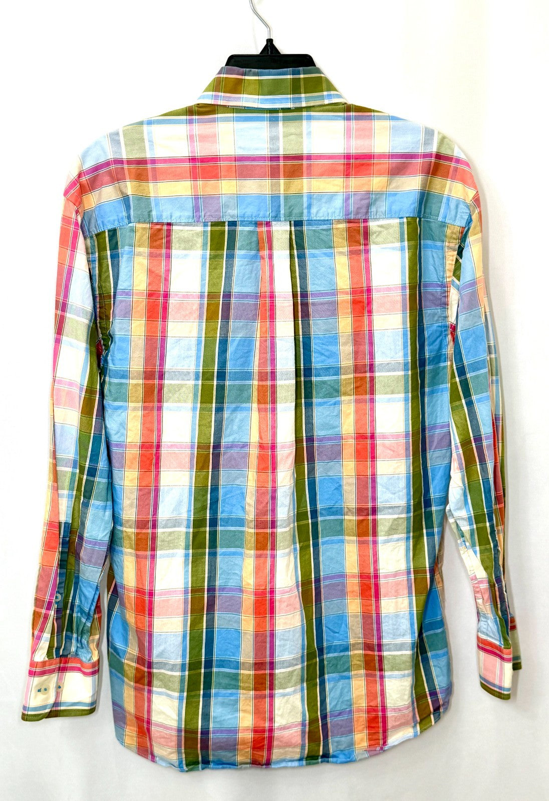Alan Flusser Men's Size Small Multicolor Plaid 100% Cotton Long Sleeve Button
