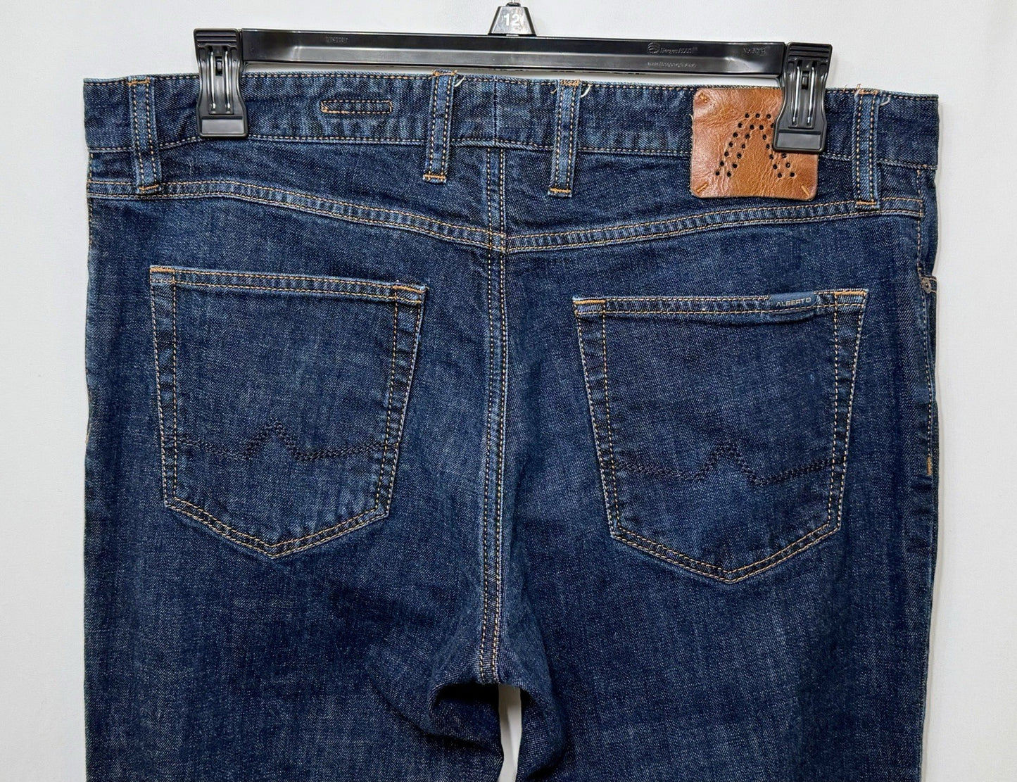 Alberto Pipe Regular Slim Fit Denim Blue Dark Wash 38x30 (Tag 38x34) $245 Retail