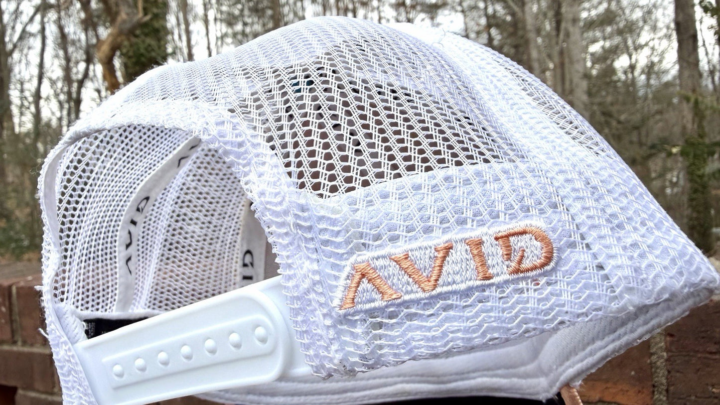 AVID Fishing Layday Trucker Hat Snapback Mesh Back Fish Hook Patch