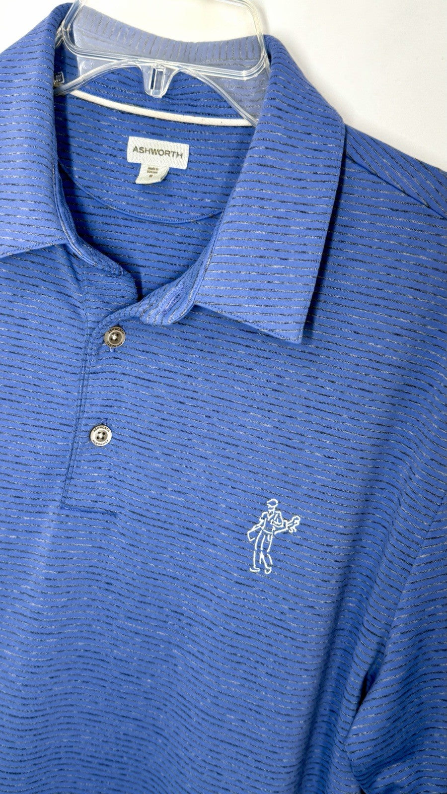 ASHWORTH EZ-TECH Mens M Blue Luxury Cotton Polo Shirt CAPE NEDDICK COUNTRY CLUB