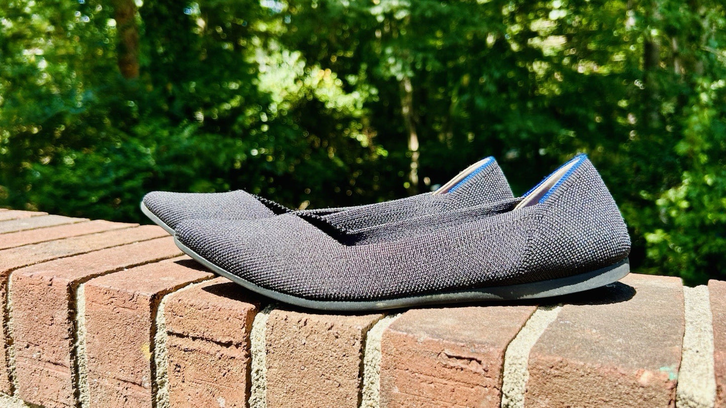 Rothys The Point Ballet Flats Womens W7 Black Knit Fabric Casual Comfort Shoes