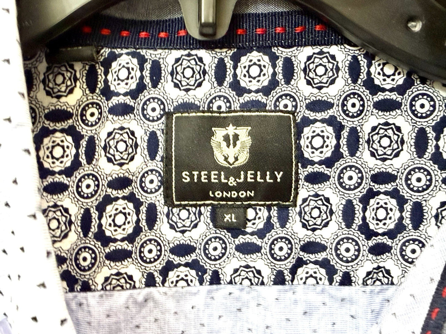Steel & Jelly London Mens XL Flip Cuff Long Sleeve Button Front Dress Shirt Blue