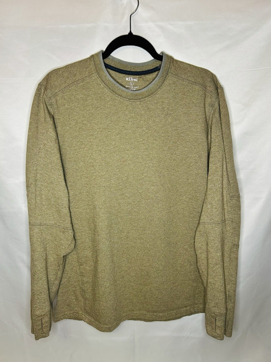 Kuhl Evader Sweater Mens L Olive Merino Cotton Blend Knit Crew Neck Pullover