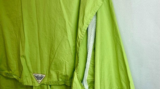 Columbia PFG Shirt Mens Large Green Bonehead Fishing Short Sleeve Vented Pockets