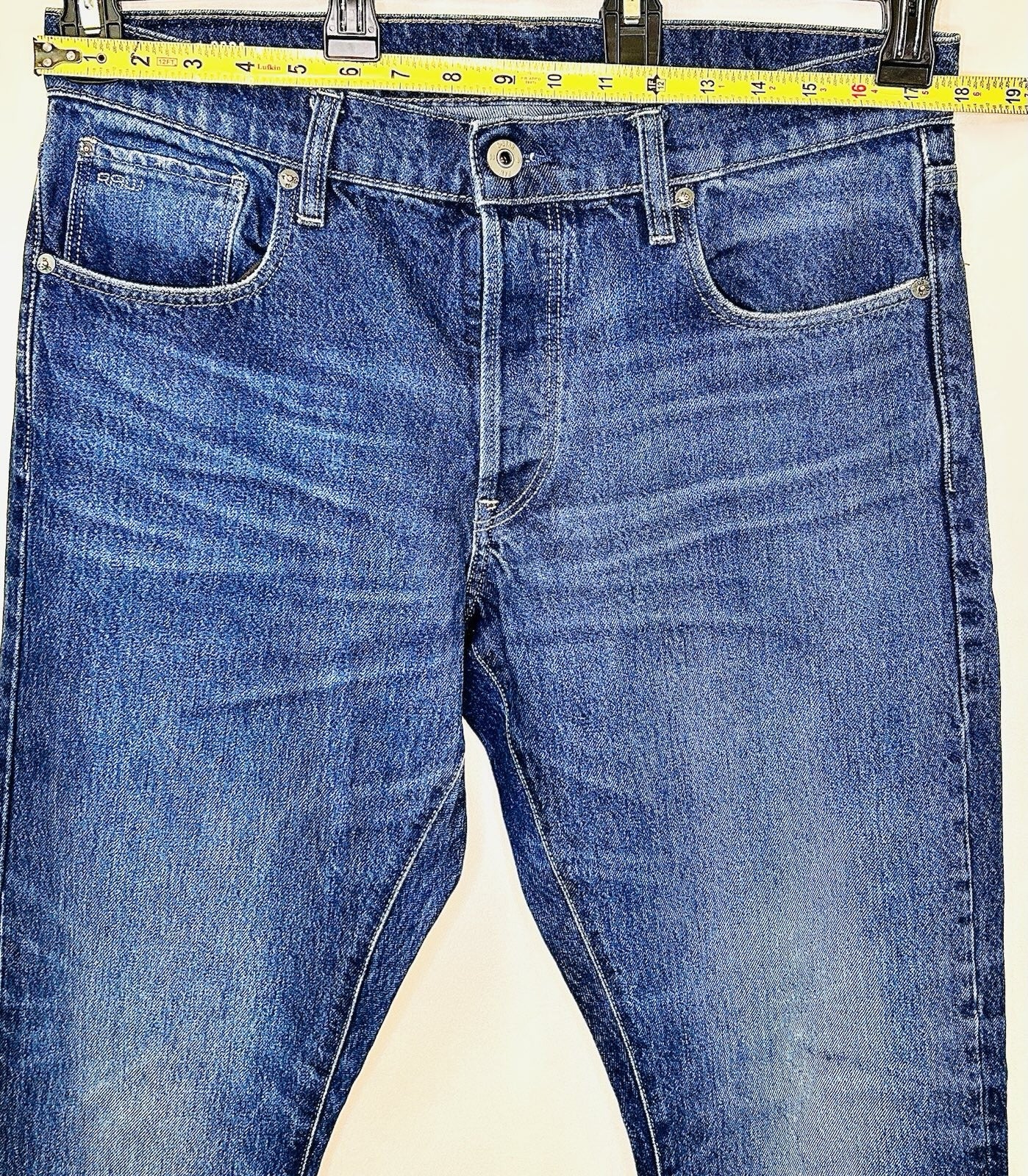 G-Star Raw Jeans Men’s 34x32 Blue Denim Slim 3301 Regular Tapered