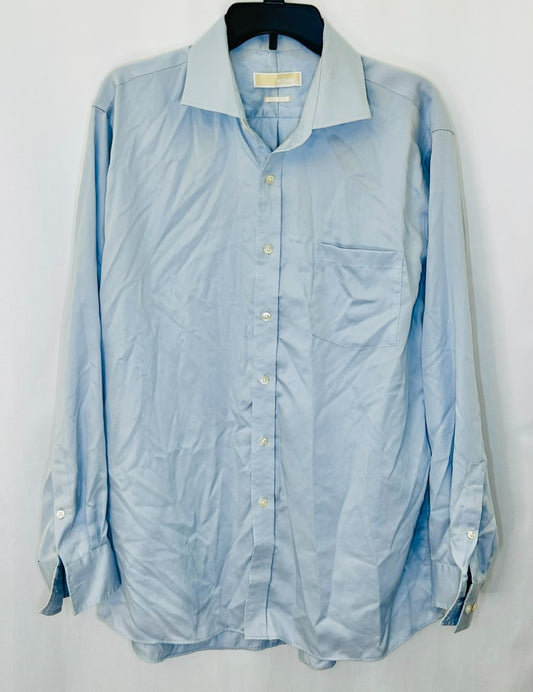 Michael Kors Blue Oxford Cotton Long-Sleeve Dress Shirt Men's 17 / 34-35