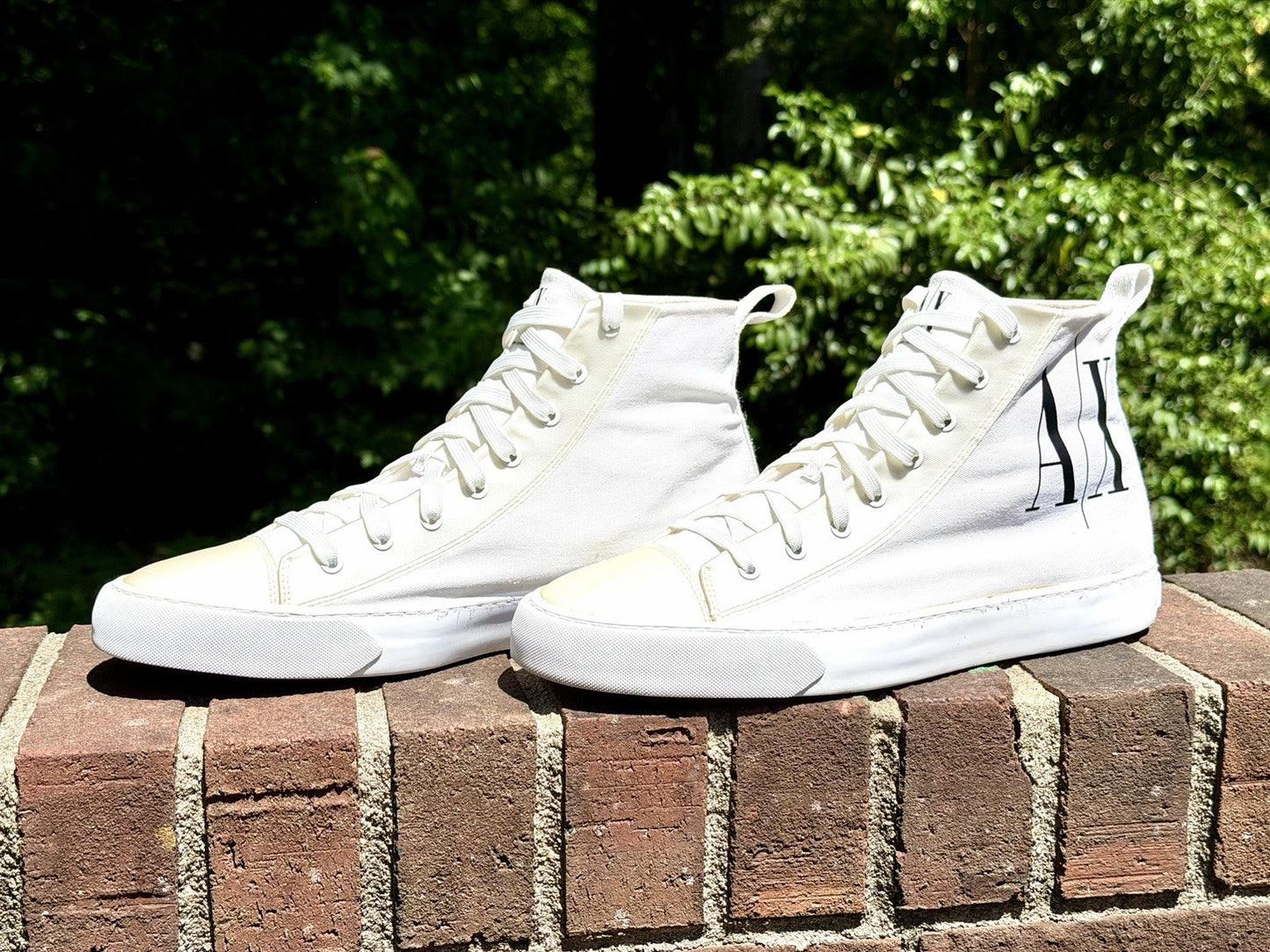 Armani Exchange Men's High Top Icon Logo Canvas Sneakers White Size 11 Excellent