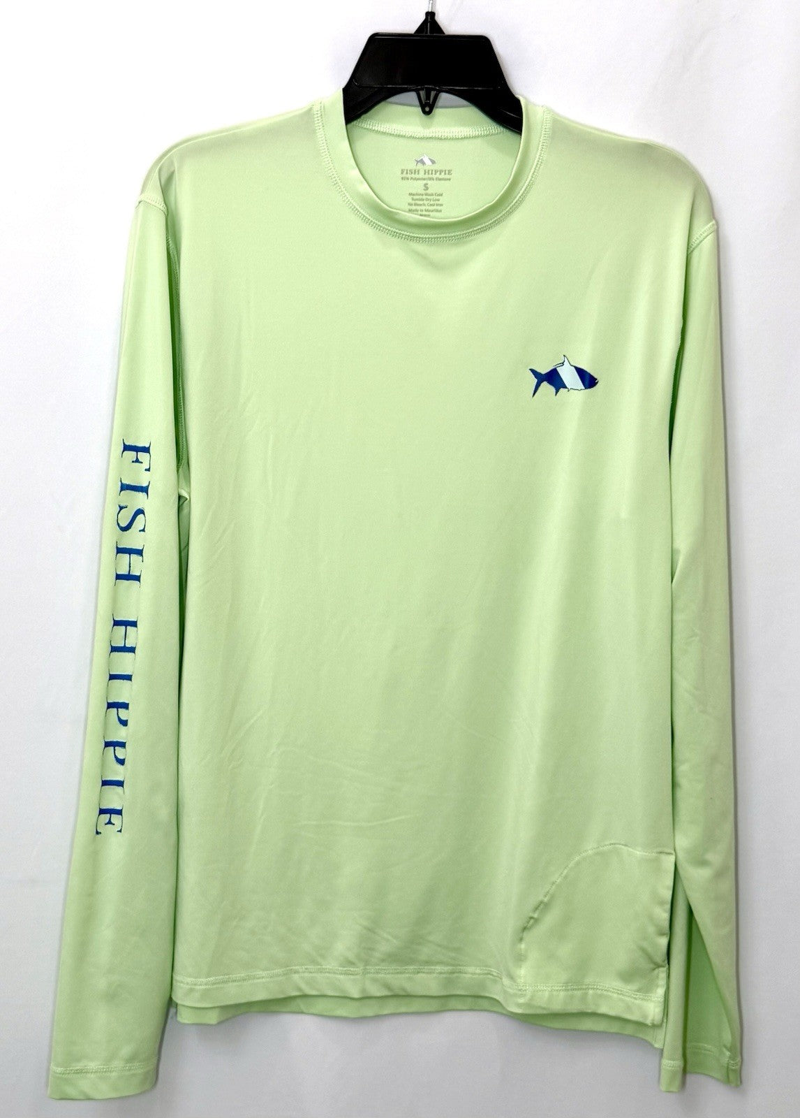 Fish Hippie Dri Fit Long Sleeve Performance Shirt Size Small In Lime Green