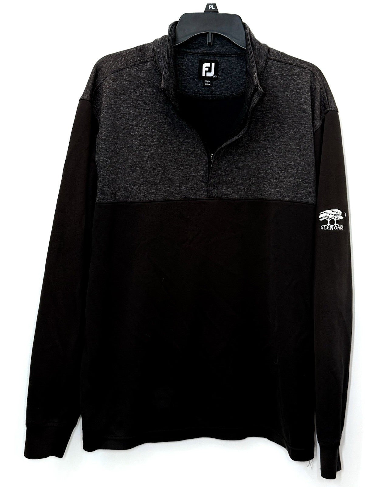 FootJoy XL Heather Yoke Half-Zip Golf Pullover Mid-Layer Black Gray Glen Oaks