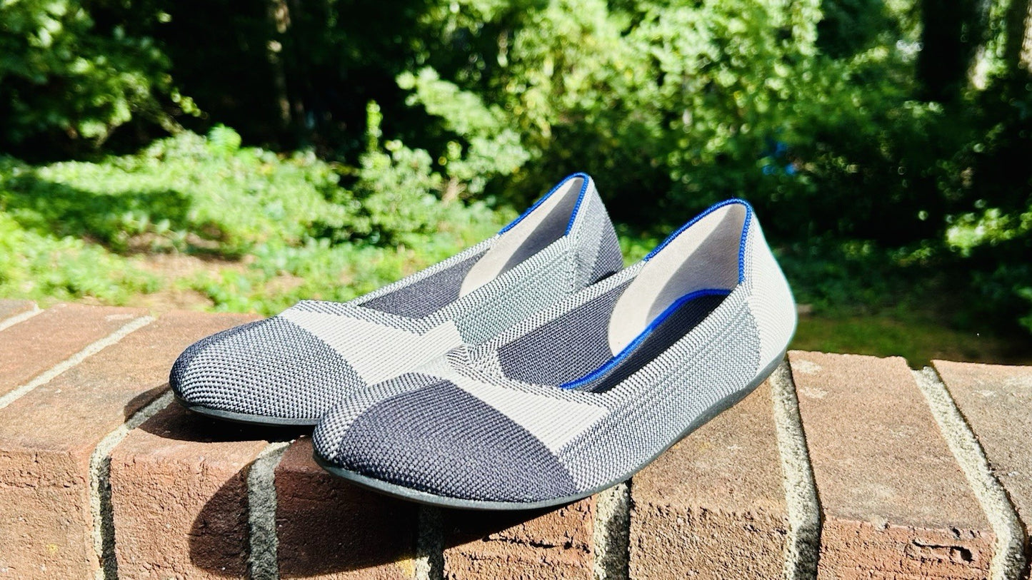 NWOT Rothy's The Flat Captoe Black Color Block Textile Travel Women’s US 9