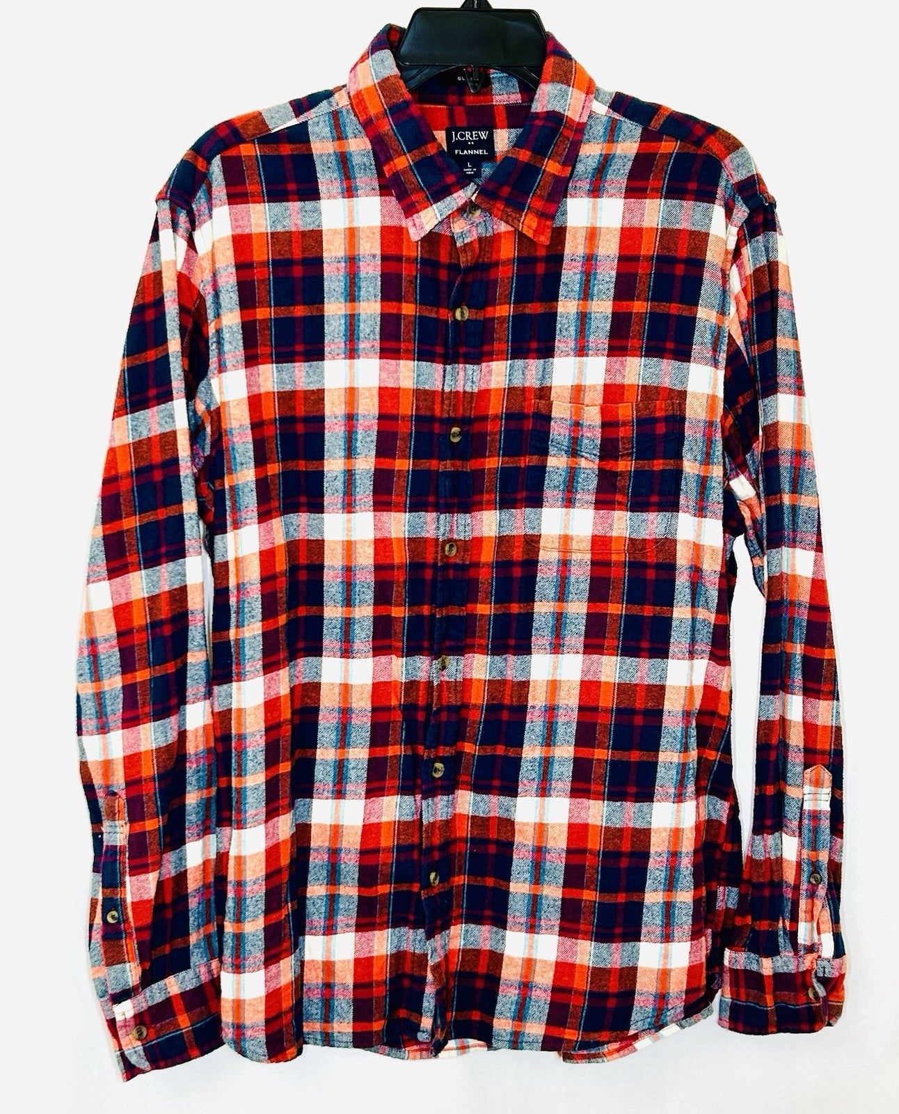 J CREW Flannel Button Up Shirt Slim Fit Long Sleeve Plaid Size Large